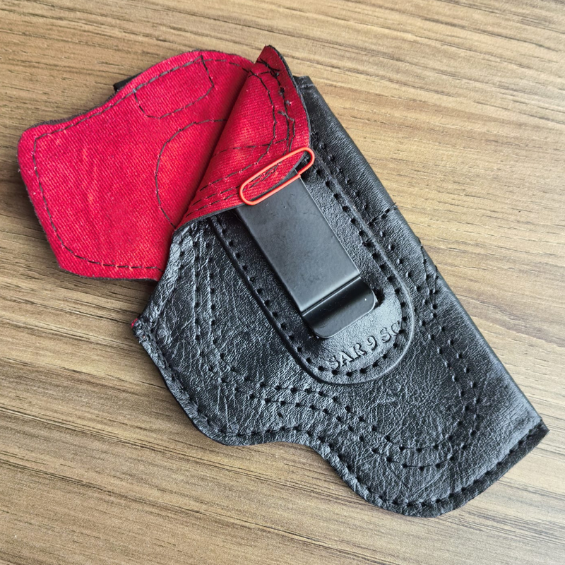 Sarsılmaz SAR-9 SC İçin Uyumlu İçi Kırmızı Çorap Tipi Deri Taşıma Kılıfı