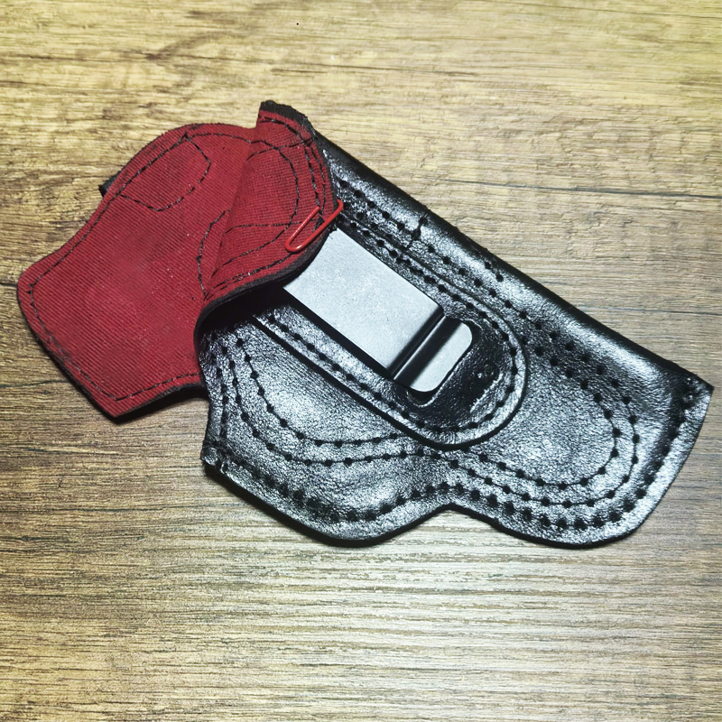 Canik Mete MC9 İçin Uyumlu İçi Kırmızı Çorap Tipi Deri Taşıma Kılıfı
