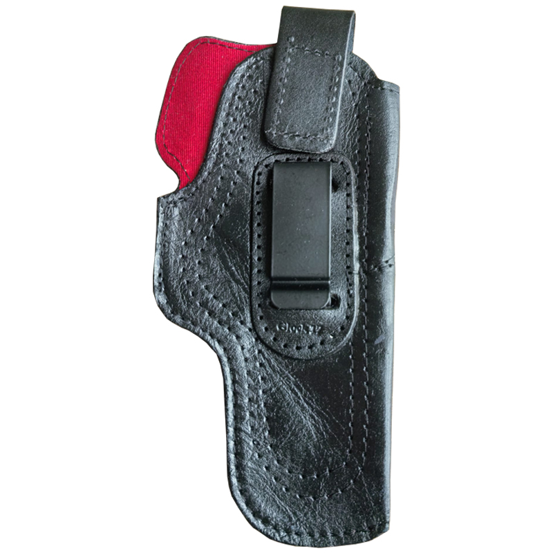 Glock 17 İçin Uyumlu İçi Kırmızı Çorap Tipi Deri Taşıma Kılıfı