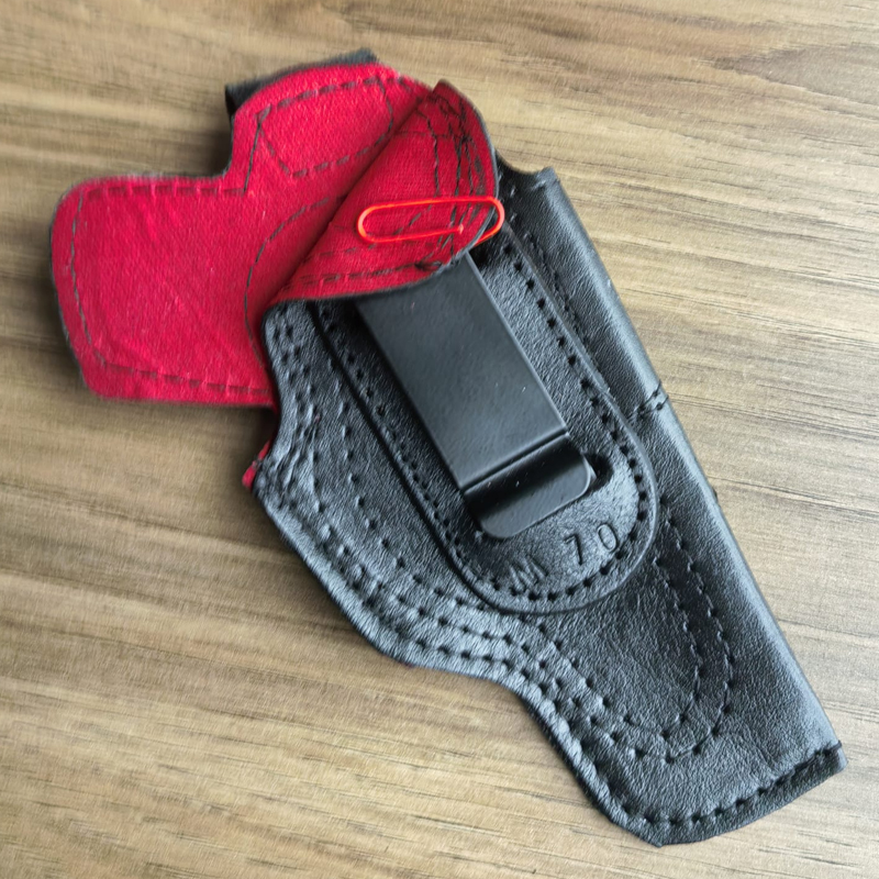 Beretta MOD70 Düğmeli Beretta İçin Uyumlu İçi Kırmızı Çorap Tipi Deri Taşıma Kılıfı