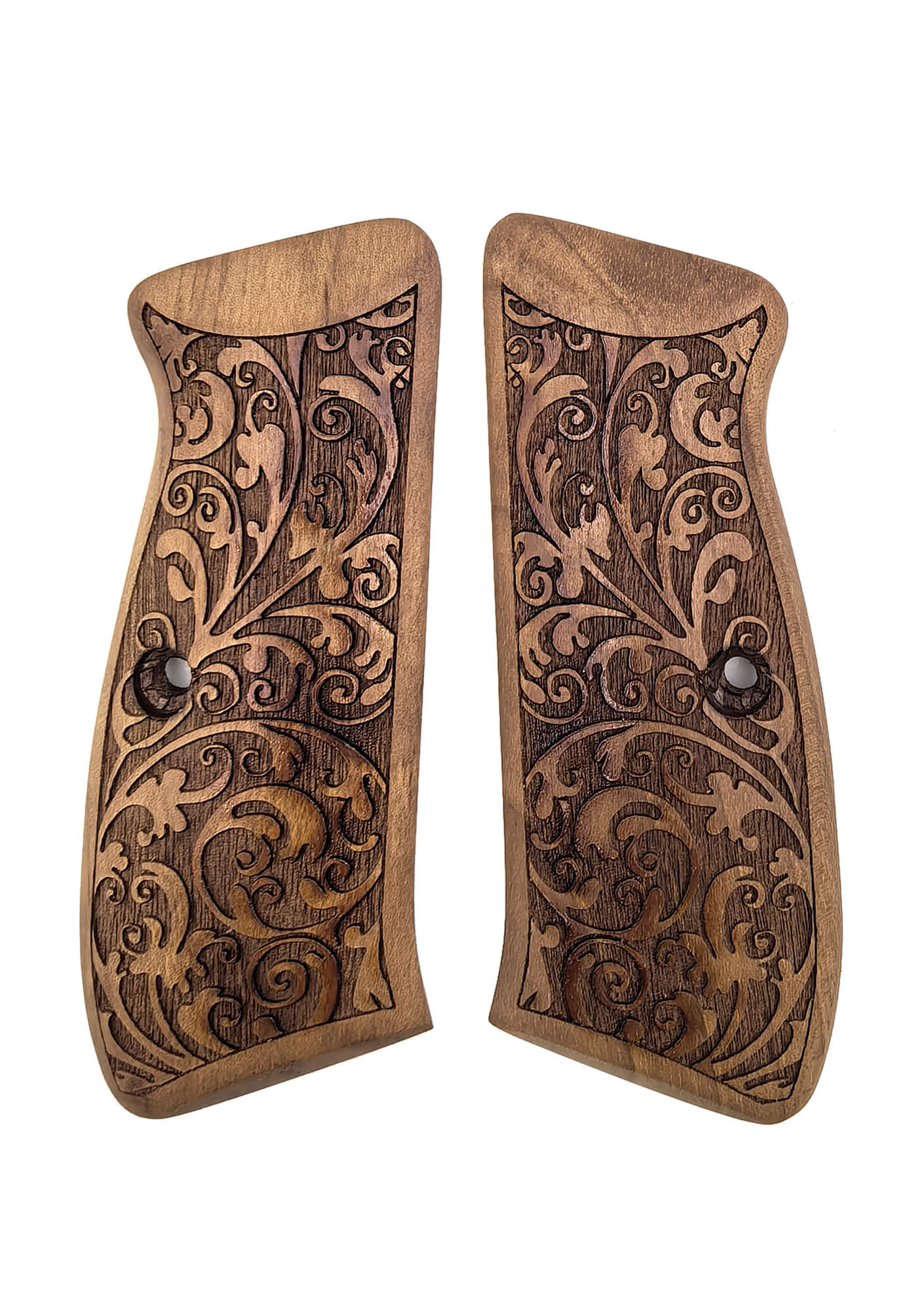 CZ 75 Uyumlu Muadil Ahşap Kabze Takımı Modern Floral Desenli Model 061