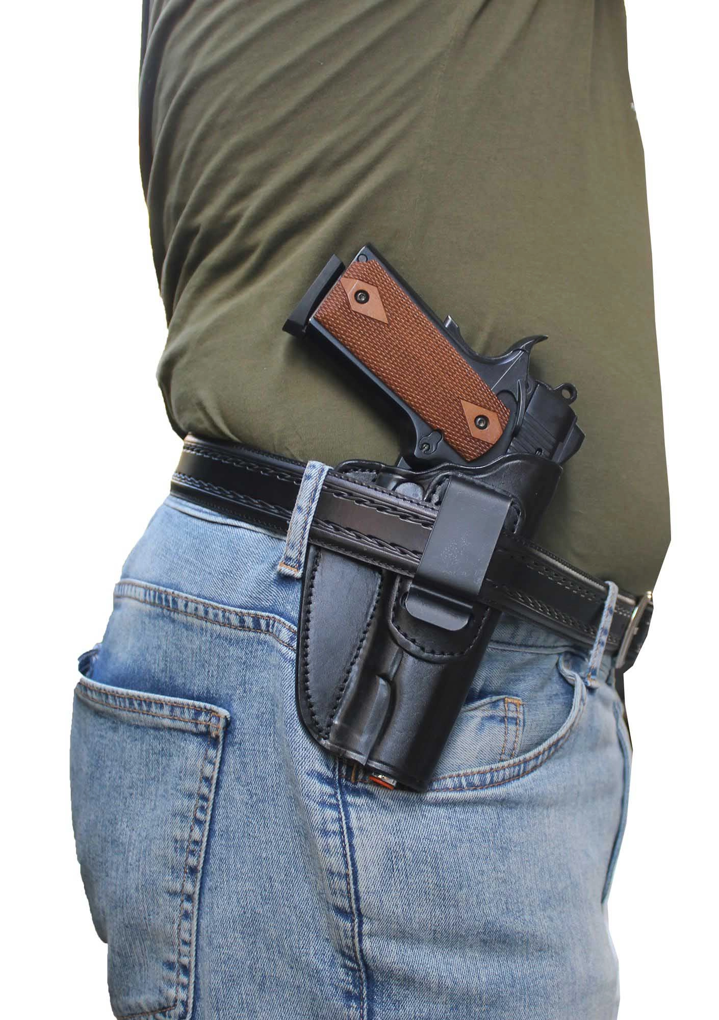 Canik TP9 SF İçin Uygun Gizli Kemer İçi Deri Silah Kılıfı Siyah