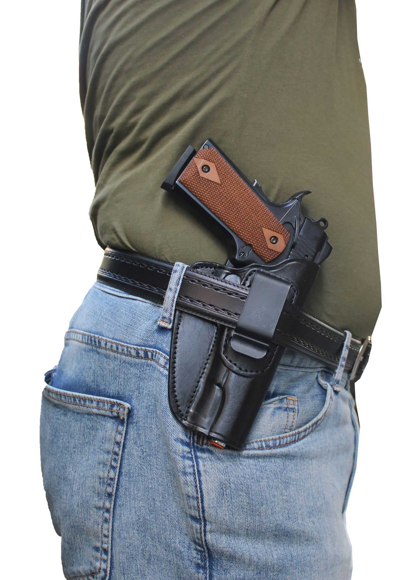 Glock 19 İçin Uygun Gizli Kemer İçi Deri Silah Kılıfı Kahve