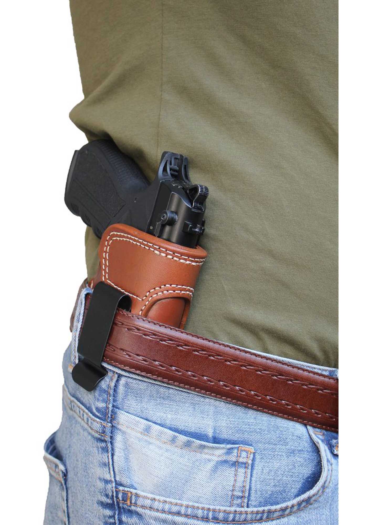 CZ Shadow 2 Compact İçin Uygun Sağ Sol Yönü Değişebilir İç ve Dış Deri Silah Kılıfı Kahve