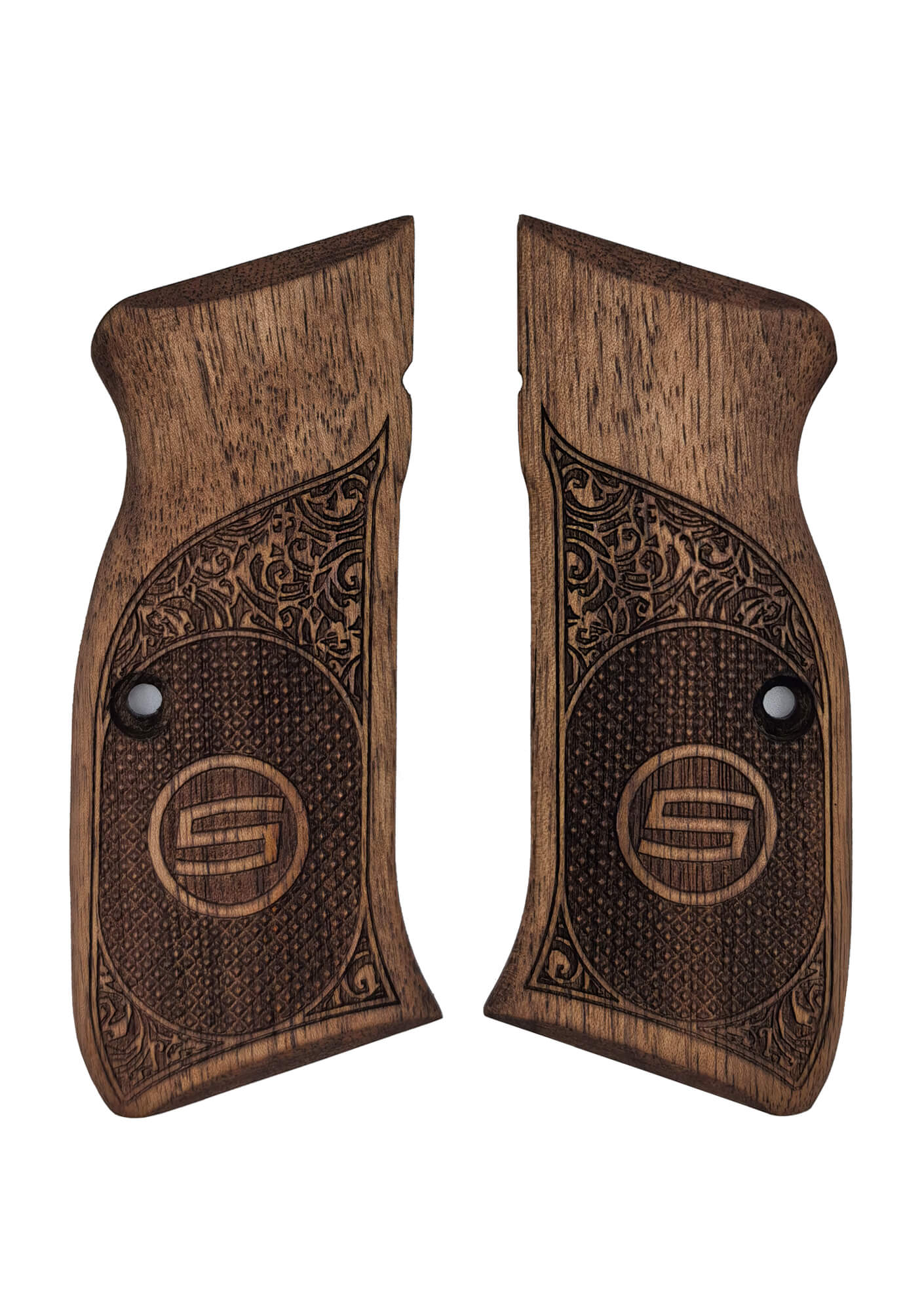 Sarsılmaz Kılınç 2000 Light Uyumlu Muadil Ahşap Kabze Takımı Floral Logo Desenli Model 039