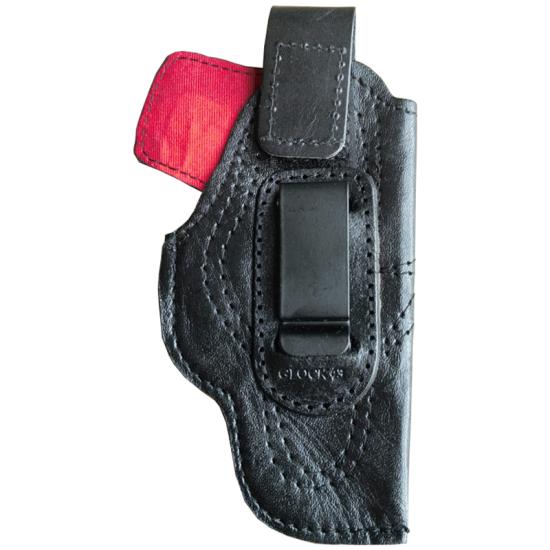 Glock 43 İçin Uyumlu İçi Kırmızı Çorap Tipi Deri Taşıma Kılıfı