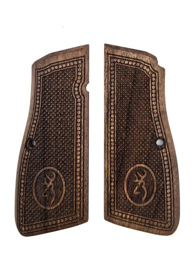 Browning HP Uyumlu Muadil Ahşap Kabze Elips Logo Desenli Model 052