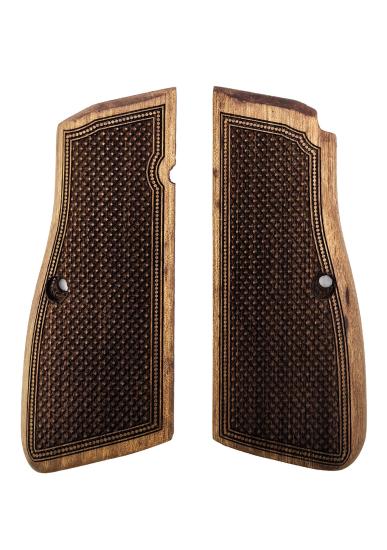 Browning HP Uyumlu Muadil Ahşap Kabze Nokta Prizma Desenli Model 051