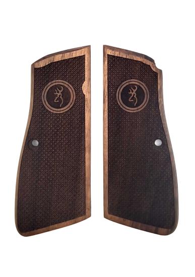 Browning HP Uyumlu Muadil Ahşap Kabze Takımı Prizma Logo Desenli Model 022