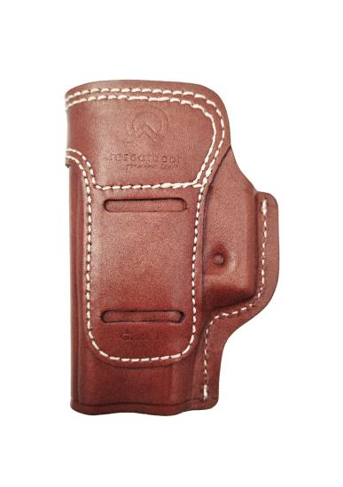 Glock 19 İçin Uygun Sağ Sol Yönü Değişebilir İç ve Dış Deri Silah Kılıfı Kahve