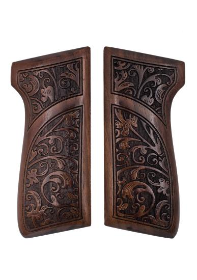 Karadeniz Ardeşen Laz Uyumlu Deliksiz Muadil Ahşap Kabze Takımı Floral Desenli Model 043